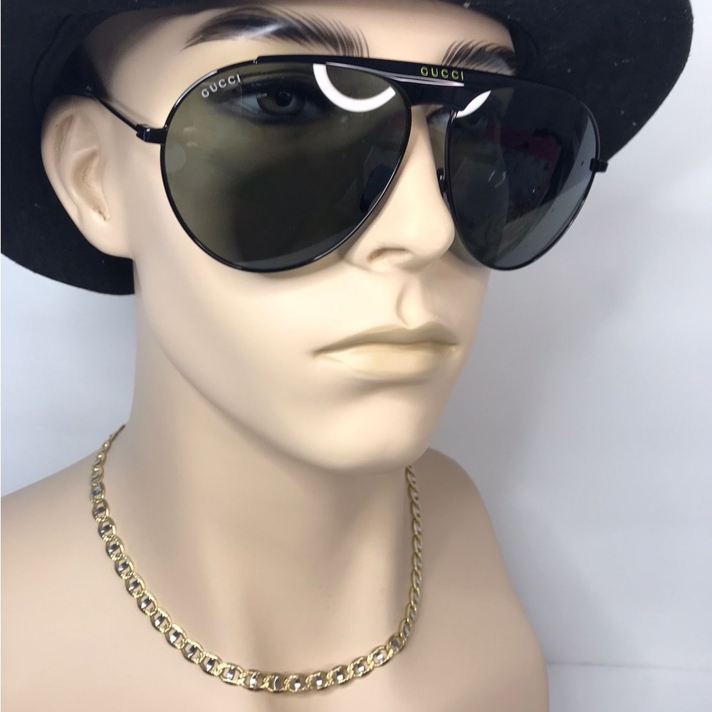 💯 Authentic Gucci Grey Pilot Men's Sunglasses GG0908S 004